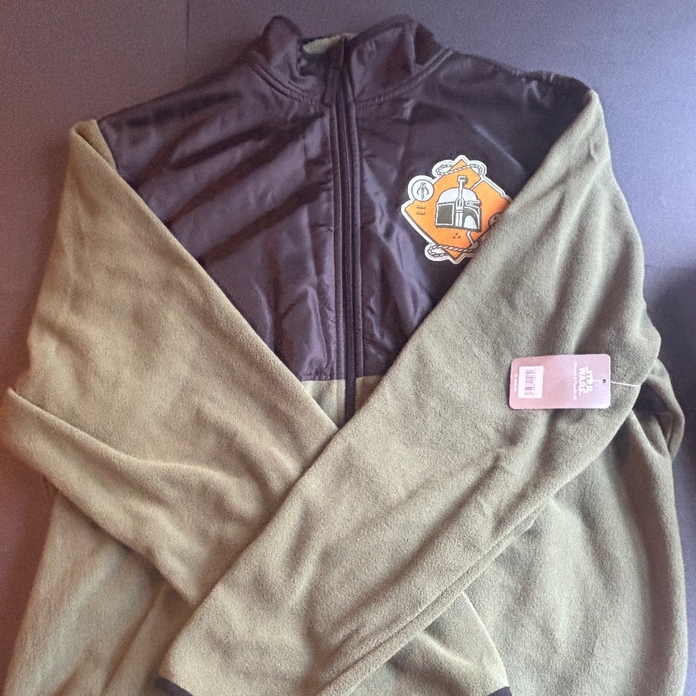 Disney Boba Fett Star Wars Zip Fleece Green Black Jacket Mandalorian